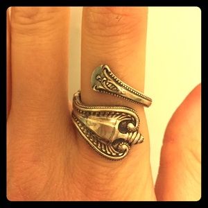 Sterling silver spoon ring, size 7.5