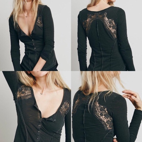 FREE PEOPLE HENLEY WITH CROCHET INSERTS NWT - Picture 2 of 4