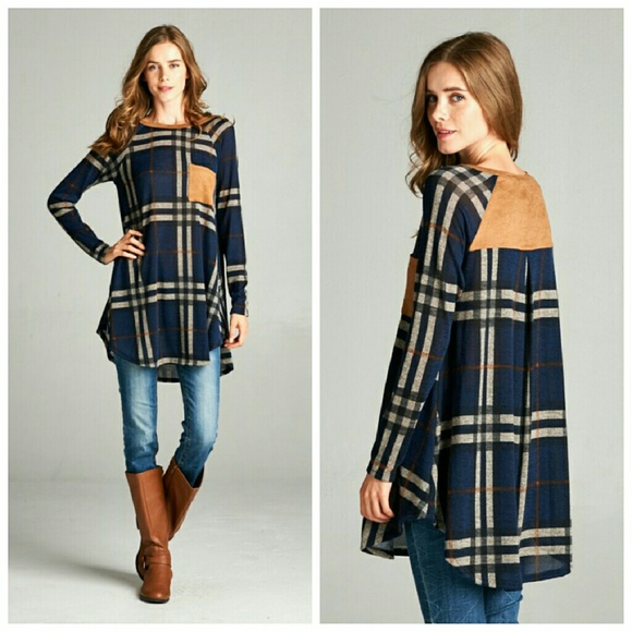 Plaid Suede Top - Picture 2 of 2