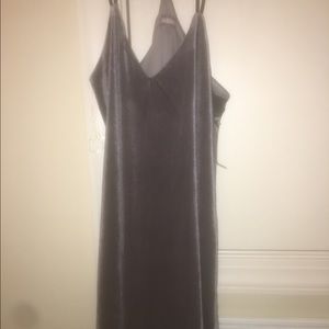 Velvet dress with leather straps