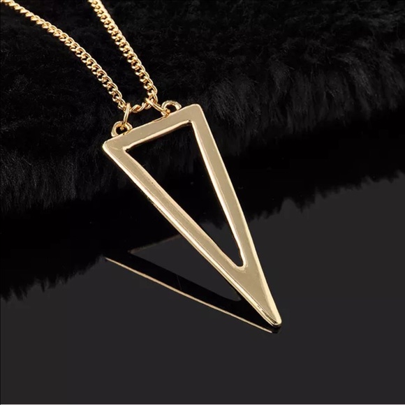 Gold Tone Triangular Pendant Necklace - Picture 2 of 2