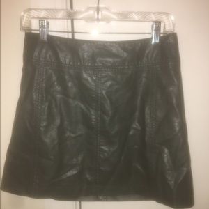 Army green leather skirt