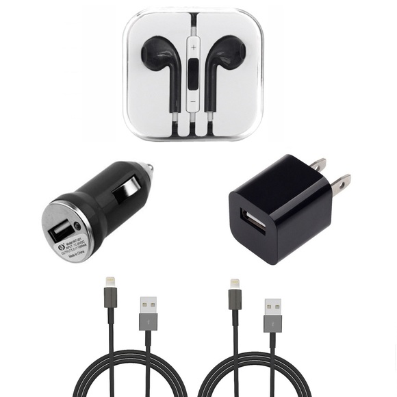 Black iPhone Bundle -Headphone, Cables, Chargers - Picture 1 of 1