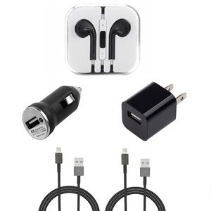 Black iPhone Bundle -Headphone, Cables, Chargers