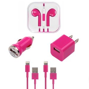 Ht Pink iPhone Bundle-Headphones, Cables, Chargers