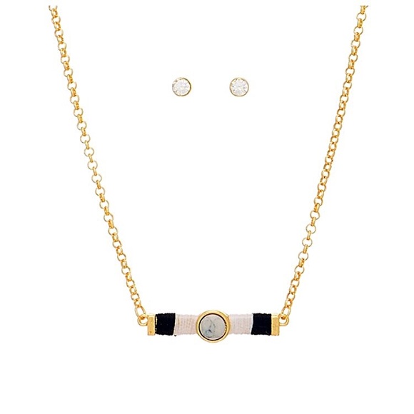 Jewelry - 🎹📿👂🏼Gold Tone White Bar Necklace Set Jewelry - 🎹📿👂🏼Gold Tone White Bar Necklace Set