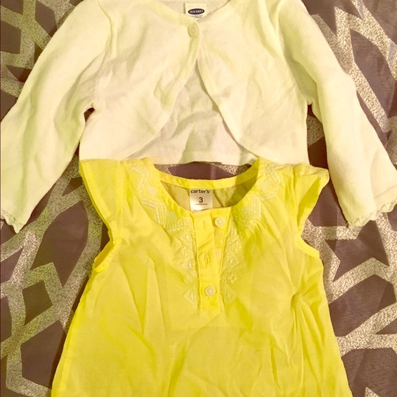🌺 🌸NWOT yellow top & white cardigan
