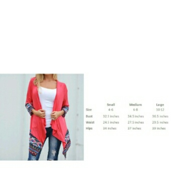 AZTEC ROSE PINK TRIBAL PRINT SMALL CARDIGAN - Picture 4 of 4