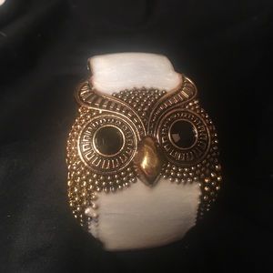 Gold and white owl bracelet