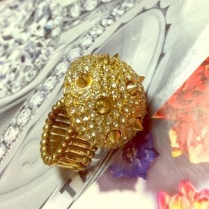 🏵SPIKED&JEWELED dome, faux gold, statement ring