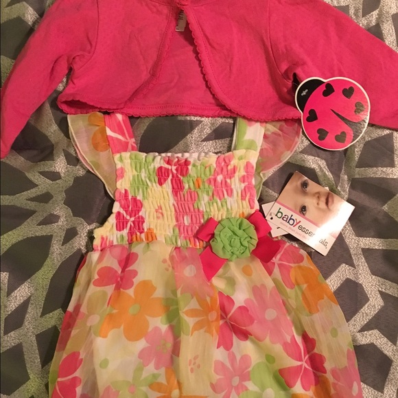 🌺 🌸Dress and pink cardigan 3-6 mon.