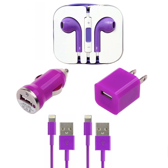 Purple iPhone Bundle-Headphones, Cables, Chargers - Picture 1 of 1