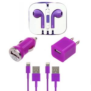 Purple iPhone Bundle-Headphones, Cables, Chargers