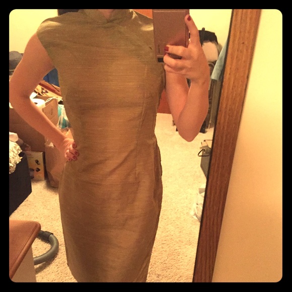 Vintage Asian Style Dress in Tan