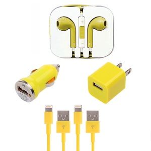 Yellow iPhone Bundle-Headphones, Cables, Chargers