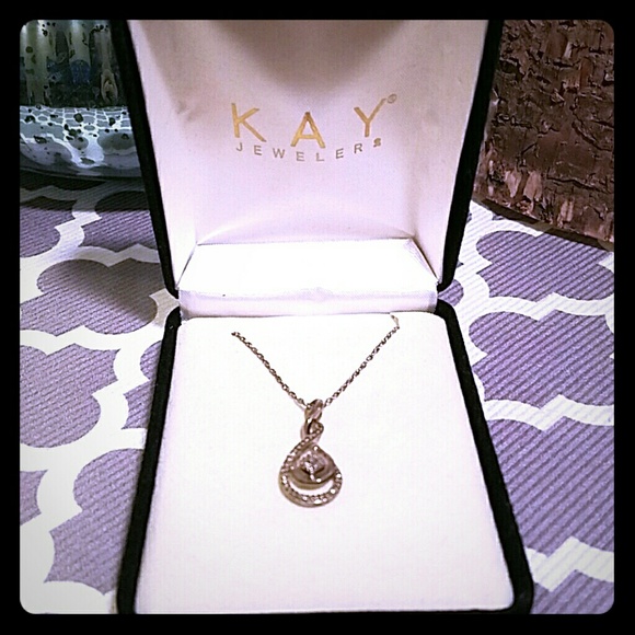 Teardrop Necklace Diamond Accents Sterling Silver