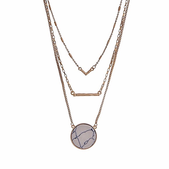 Jewelry - 🎹📿Triple Layer Gold & Howlite Necklace Jewelry - 🎹📿Triple Layer Gold & Howlite Necklace