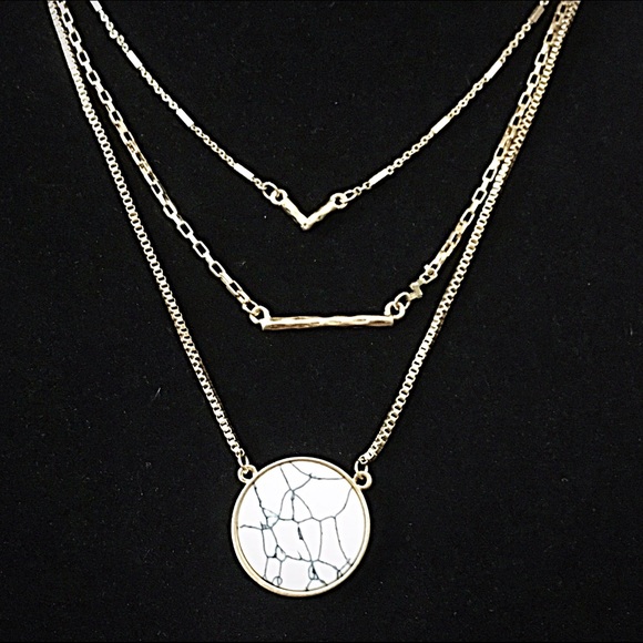 Jewelry - 🎹📿Triple Layer Gold & Howlite Necklace Jewelry - 🎹📿Triple Layer Gold & Howlite Necklace