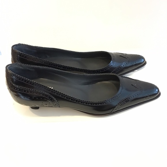 Leather spectator kitten heel, sz36, made in Italy - Picture 2 of 4