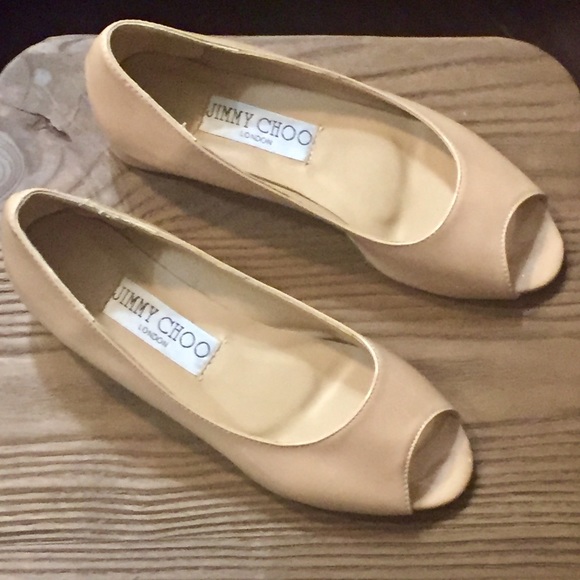 Jimmy Choo "Beck" peep-toe wedge flats - Nude