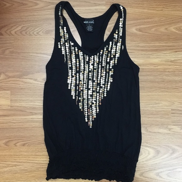 Black/gold sequin tank top size M