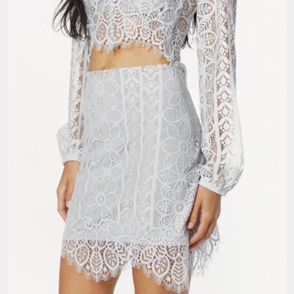 NWT For Love and Lemons Lyla Silver Mini Skirt