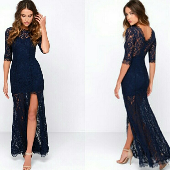 Lulus quarter sleeve long lace dress