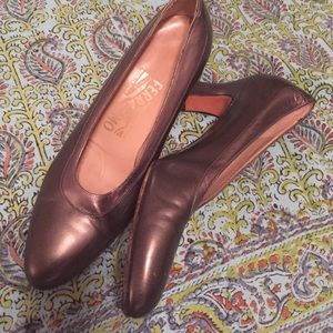 Ferragamo grey metallic heels