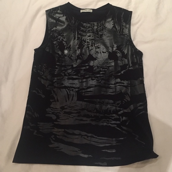 Balenciaga muscle tee with leather details w/tags