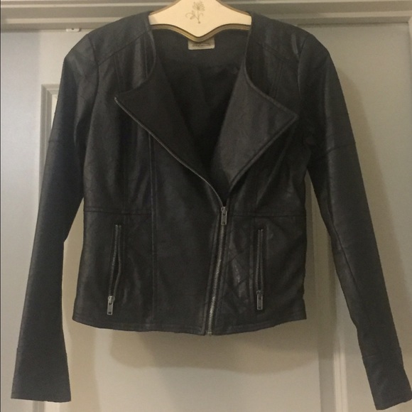 Pins and Needles Black Leather Jacker