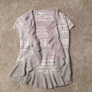 Women's beige cap sleeve cardigan