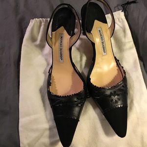 Manolo Blahnik black sling backs
