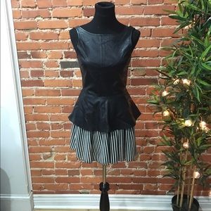 American Apparel chiffon blk and wht striped mini