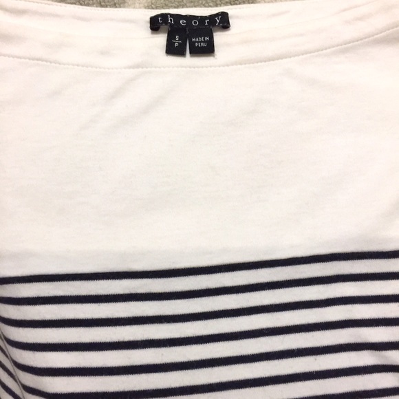 THEORY Jersey Knit 3/4 Sleeve Striped Tee - Picture 4 of 4