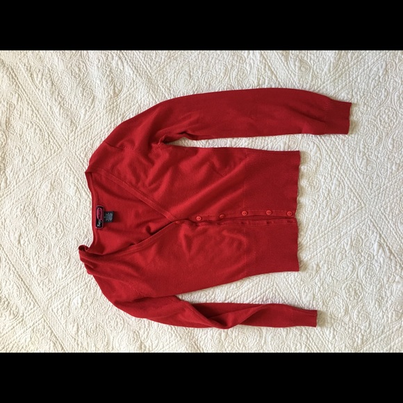 Red cardigan
