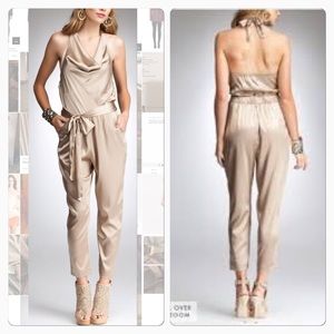 NWT Bebe Silk Halter Jumpsuit - XS