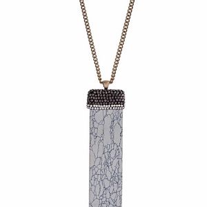 Howlite Natural & Pavé Stone Pendant Necklace Howlite Natural & Pavé Stone Pendant Necklace