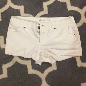 White cutoff shorts