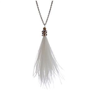 🎹📿White Feather Tassel Pendant Necklace