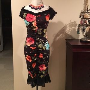 Ruched floral dress