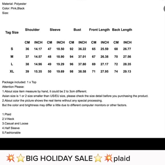 🌹LAST1🌹Plaid white Vneck - Picture 4 of 4