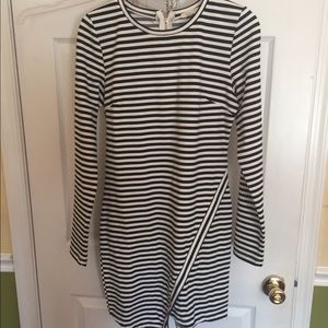 tea and cup stripped asymmetrical dress