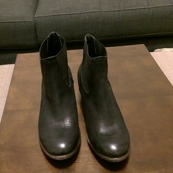 Black leather booties