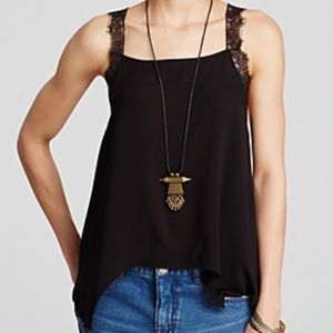 Free People Lace Strap Dobby Dot Top!
