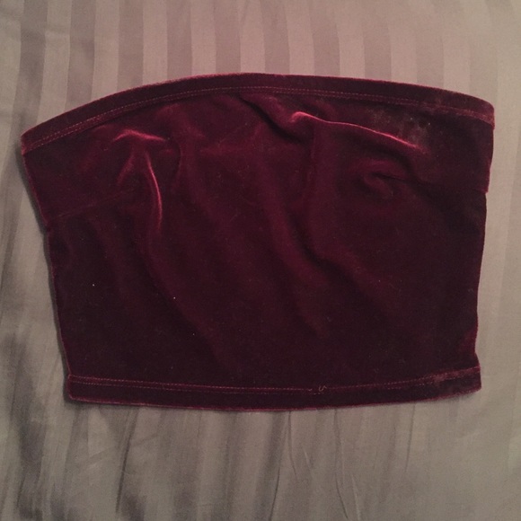 Burgundy Velvet Bandeau Crop Top