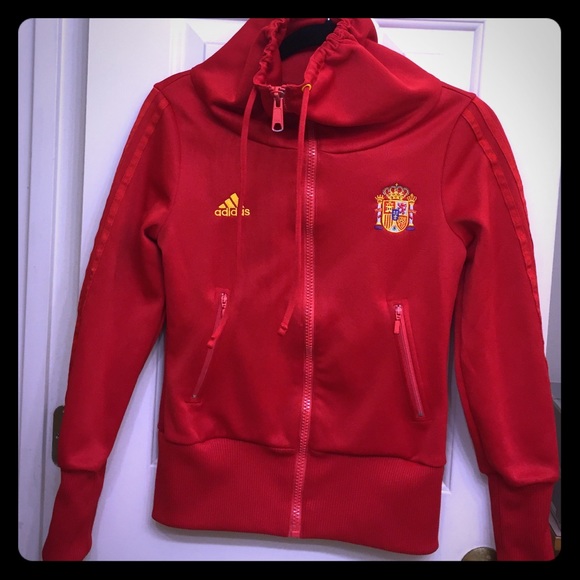 Sporty chic red Adidas jacket