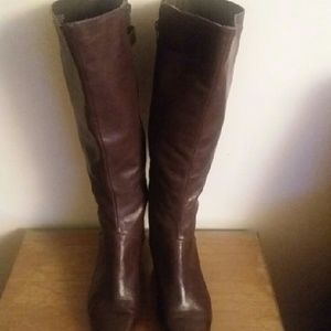 New Nine West brn 100% leather tall boots size 11M