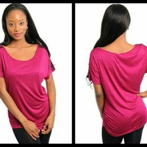 New Junior's Magenta and Black lace top S-M