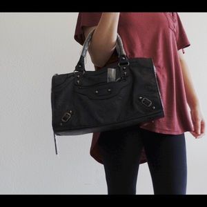 New! Balenciaga black satchel handbag