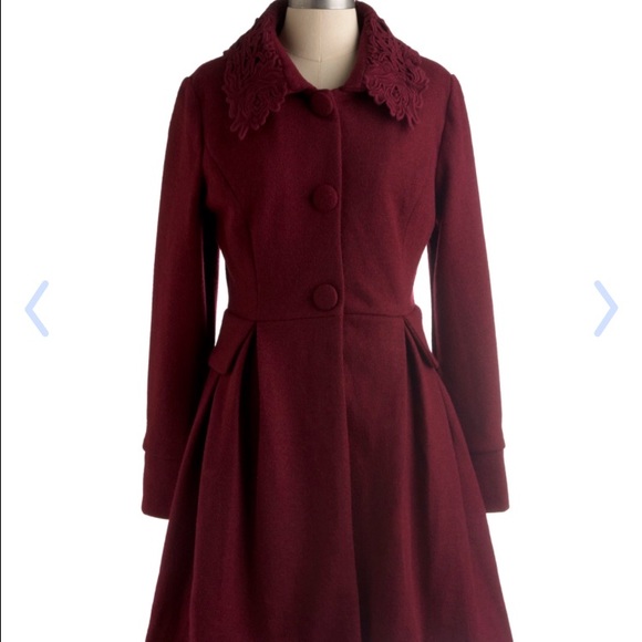 Collared Embroidered Swing Coat by Darling